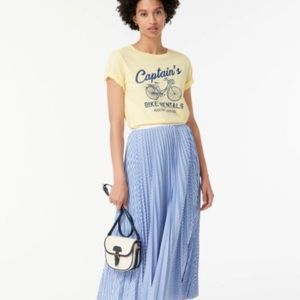 J. Crew Pleated midi skirt in stripe Blue White